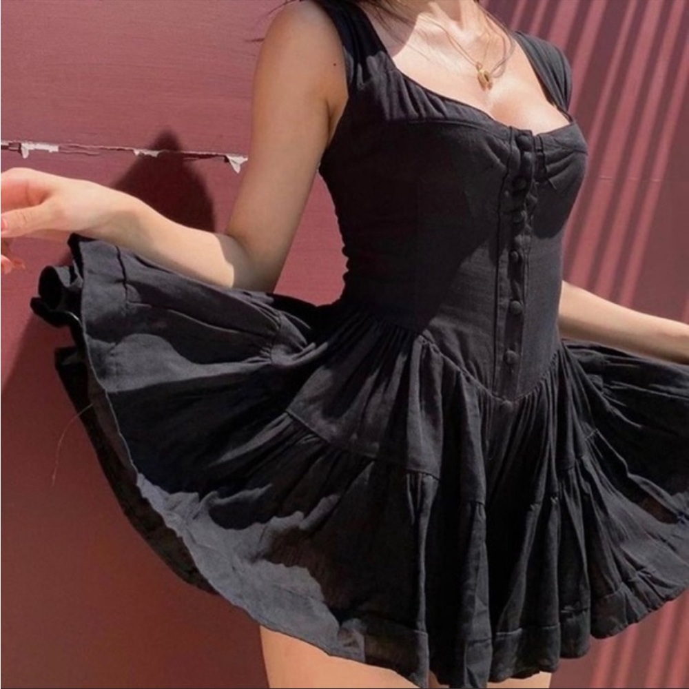 Vanessa Mooney Elisabeth Romper Dress Black